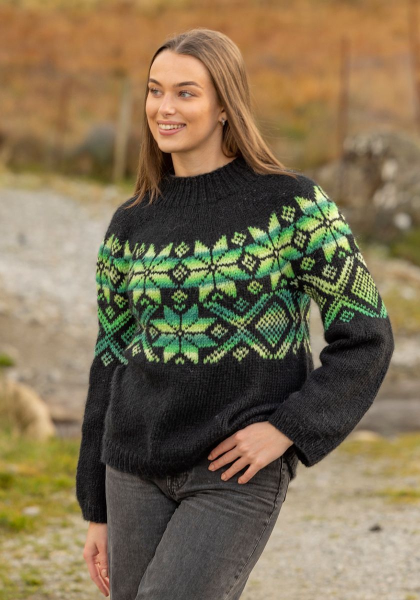 Lua genser svart/multi grønn