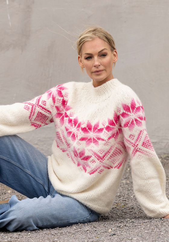 Luna genser natur/ multi rosa